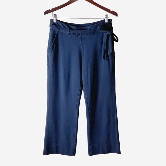 Cabi Size 6 Easy Cropped Pants Wide Leg High Rise 5177 Navy Blue - Picture 1 of 9